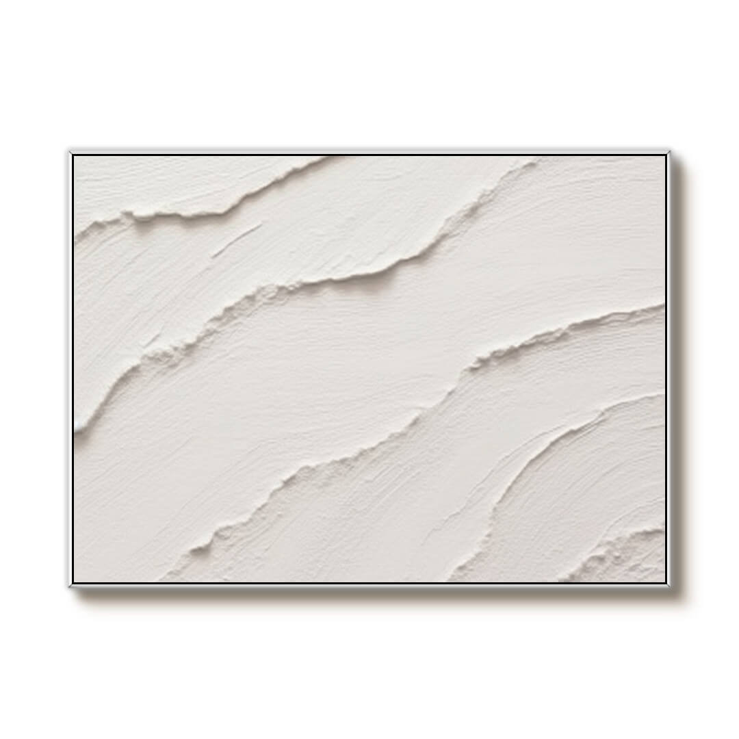 Minimalist Textured Abstract Art - White Ripple I - Hues Art Lab