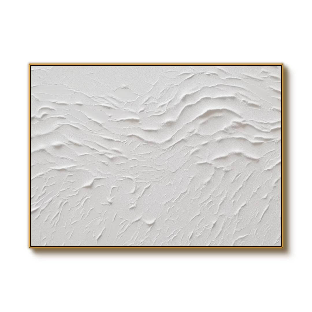 Minimalist Textured Abstract Art - White Ripple - Hues Art Lab