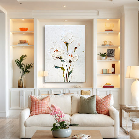 White Whispers large neutral wall art for minimalist home decor