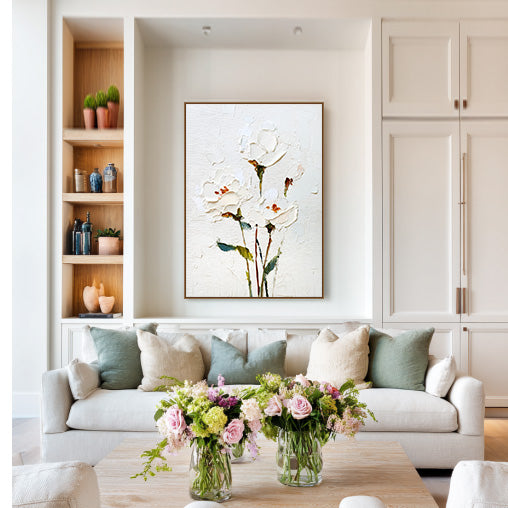 White Whispers subtle textured painting with white and cream tones