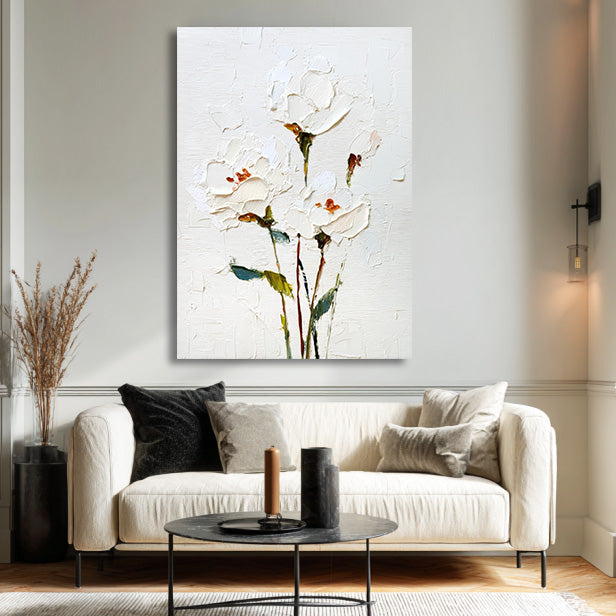 White Whispers gallery view of minimalist cream canvas art