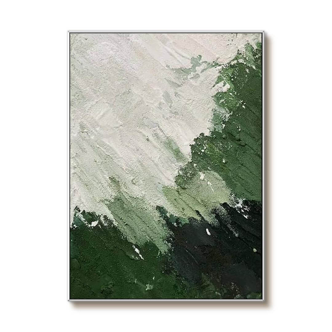 Winds - Green and White Textured Abstract Wall Art - Hues Art Lab
