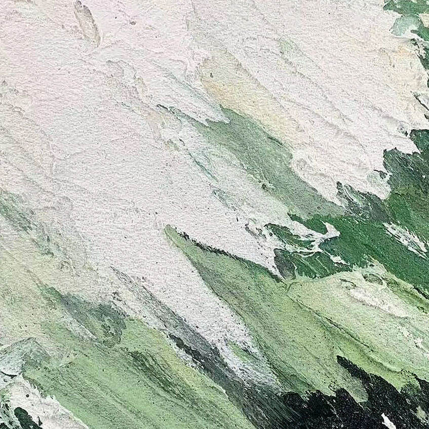 Winds - Green and White Textured Abstract Wall Art - Hues Art Lab
