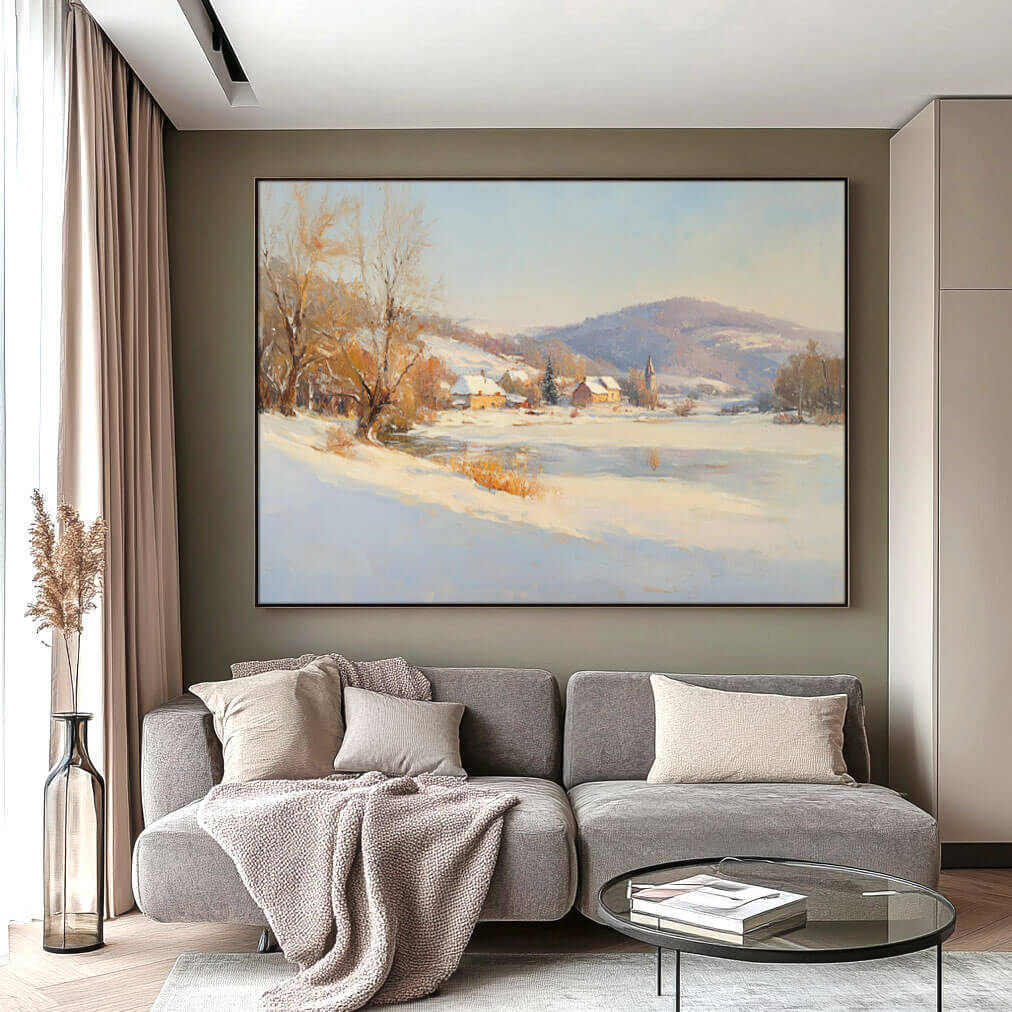 Snowscape Wall Art Painting - Winter Wonderland I - Hues Art Lab