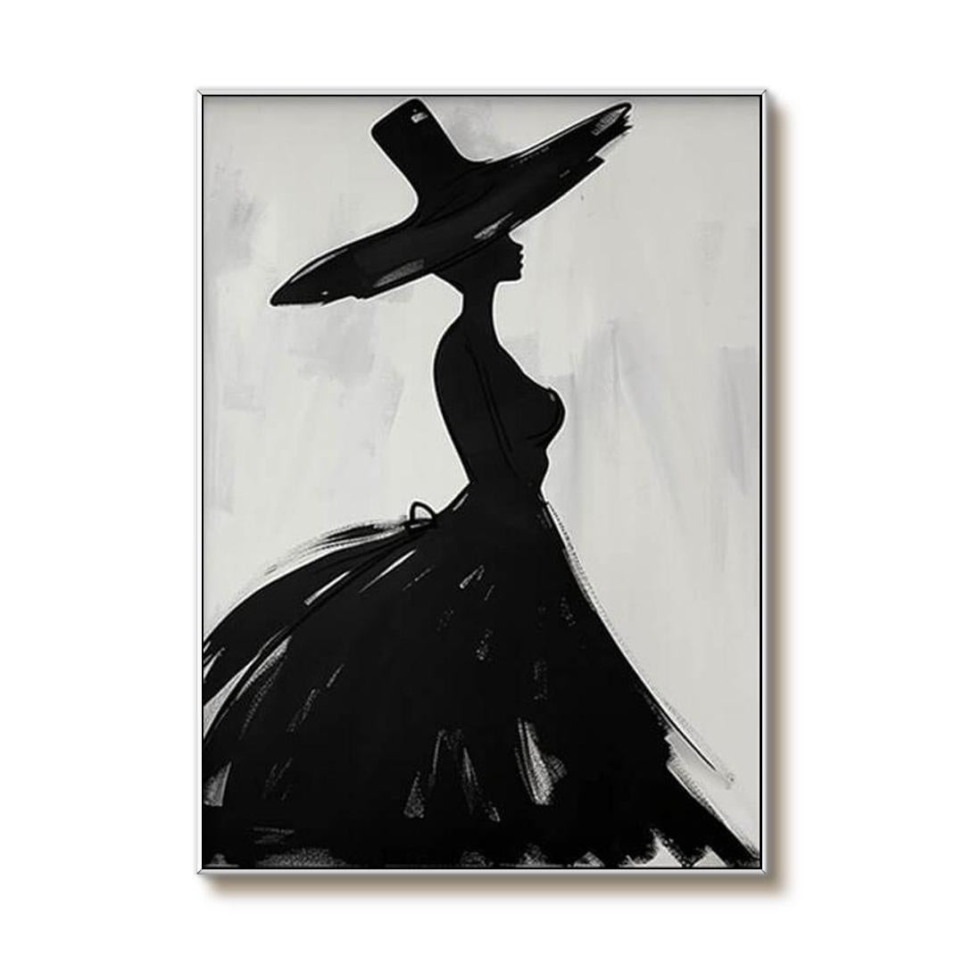 Modern Vertical Female Portrait Acrylic Painting in Black and Beige for Living Room and Hallway Wall Art – Huesartlab Modern Vertical Female Portrait Acrylic Painting in Black and Beige for Living Room and Hallway Wall Art – Huesartlab