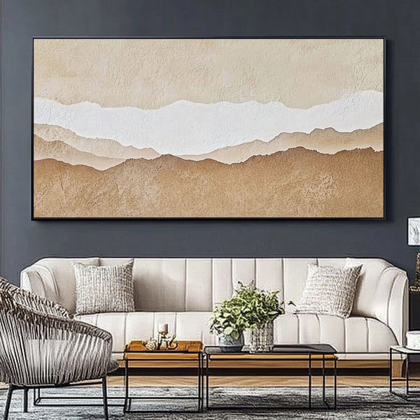 Neutral Toned Mountain Art - Minimalist Textured Landscape Canvas - Wondrous Place - Hues Art Lab