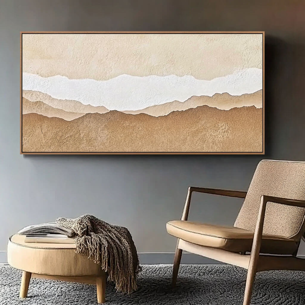 Neutral Toned Mountain Art - Minimalist Textured Landscape Canvas - Wondrous Place - Hues Art Lab