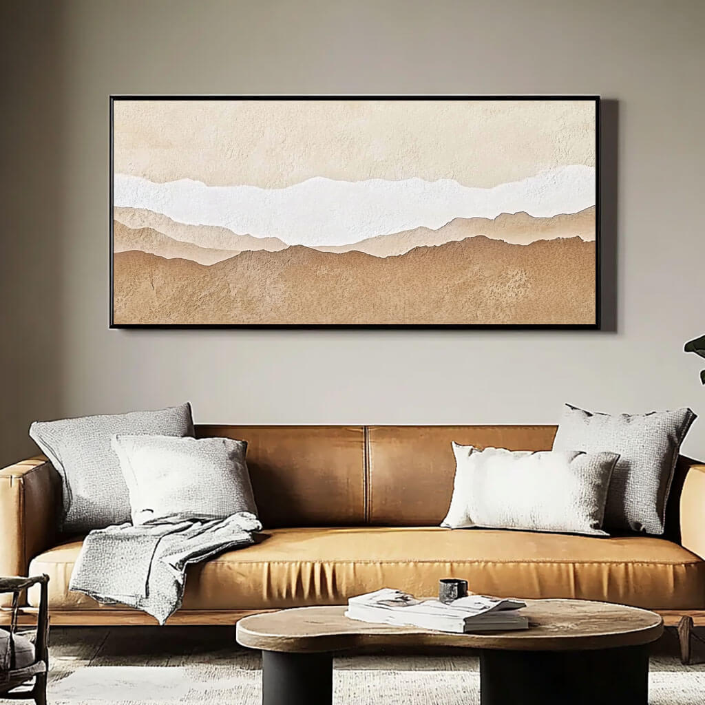 Neutral Toned Mountain Art - Minimalist Textured Landscape Canvas - Wondrous Place - Hues Art Lab