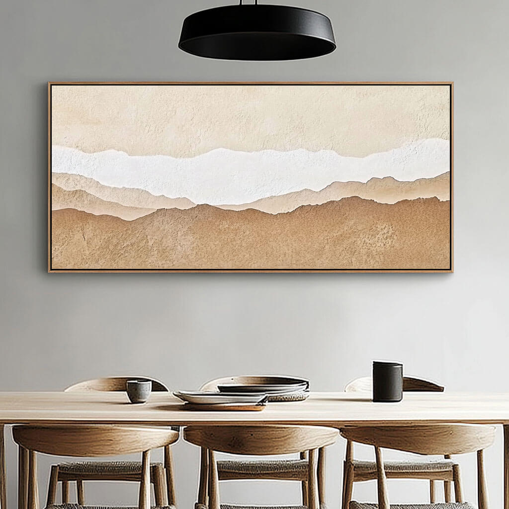 Neutral Toned Mountain Art - Minimalist Textured Landscape Canvas - Wondrous Place - Hues Art Lab