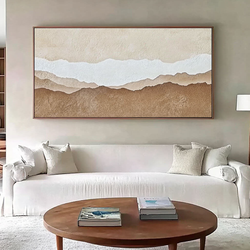 Neutral Toned Mountain Art - Minimalist Textured Landscape Canvas - Wondrous Place - Hues Art Lab