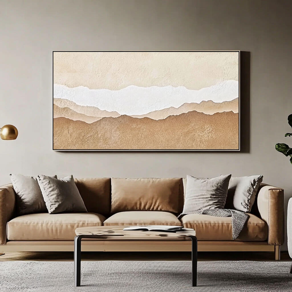 Neutral Toned Mountain Art - Minimalist Textured Landscape Canvas - Wondrous Place - Hues Art Lab