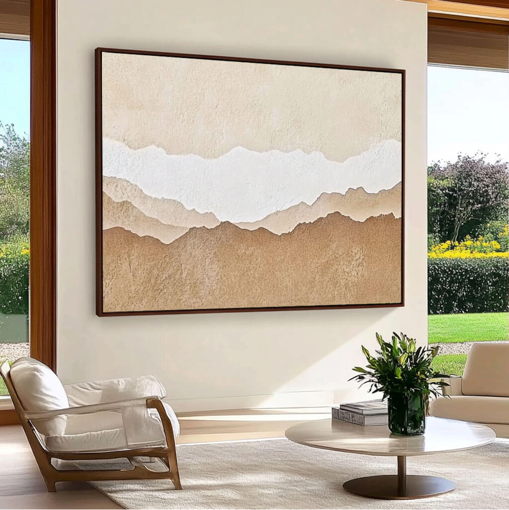 Elegant Beige Mountain Landscape Canvas Art | Contemporary Home Design - Wondrous Place I - Hues Art Lab