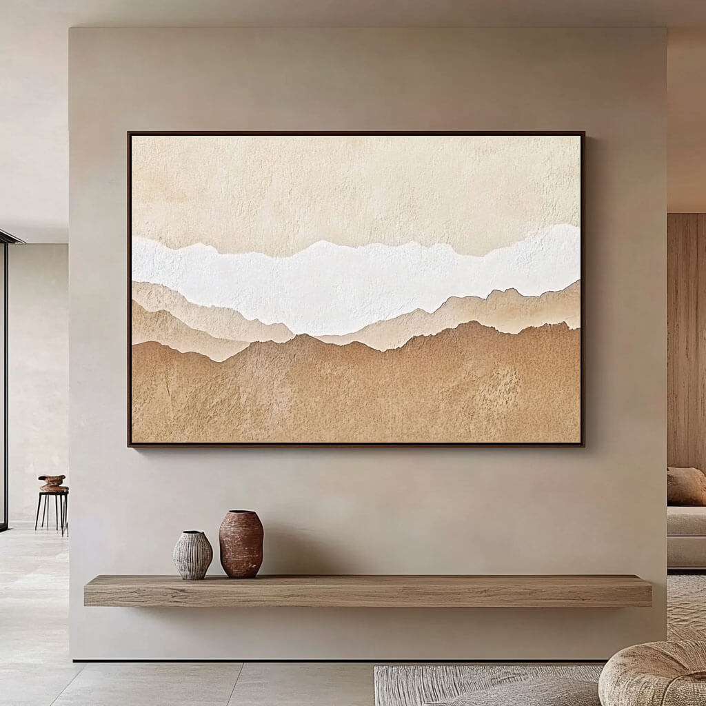 Elegant Beige Mountain Landscape Canvas Art | Contemporary Home Design - Wondrous Place I - Hues Art Lab