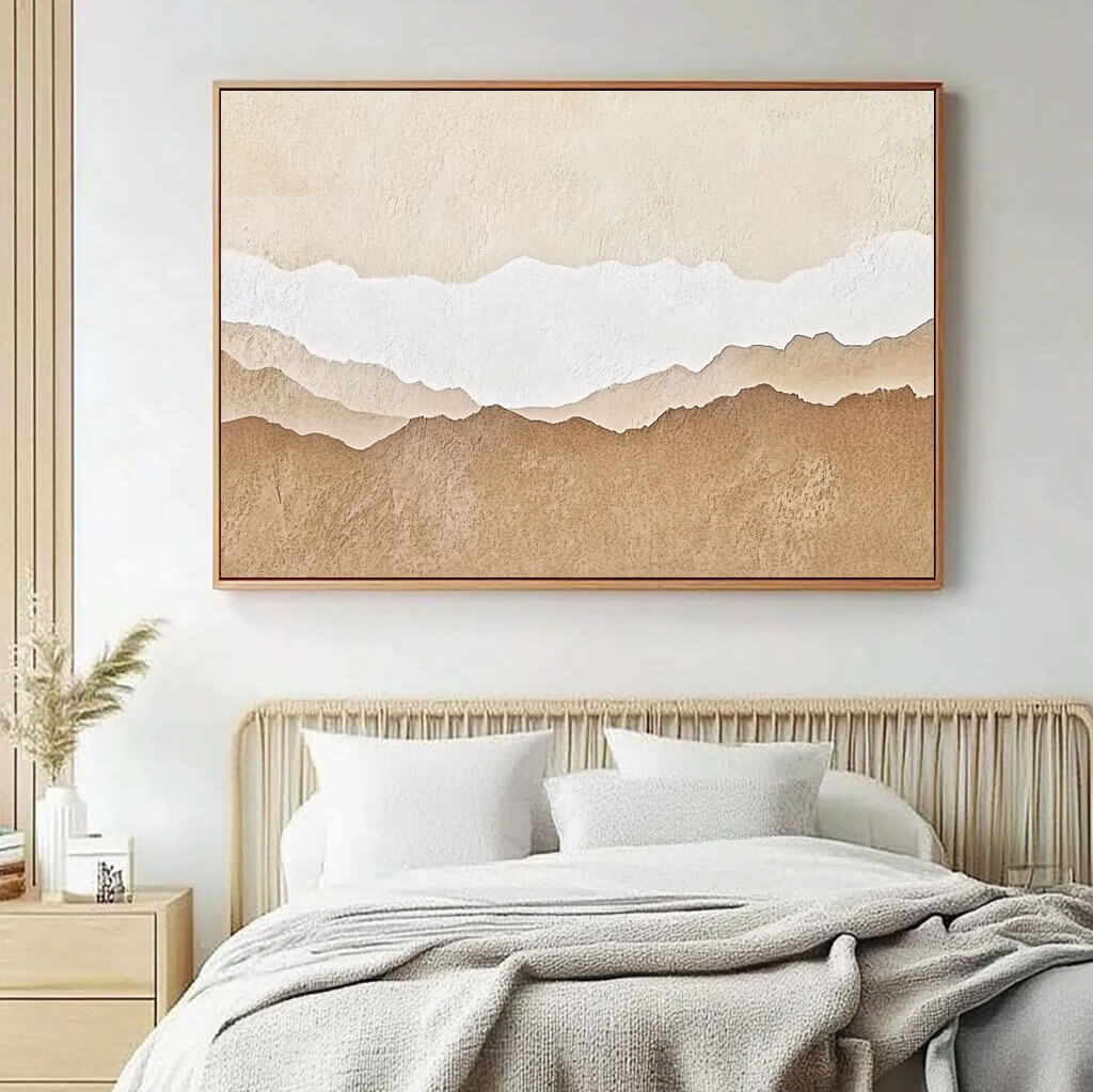 Elegant Beige Mountain Landscape Canvas Art | Contemporary Home Design - Wondrous Place I - Hues Art Lab