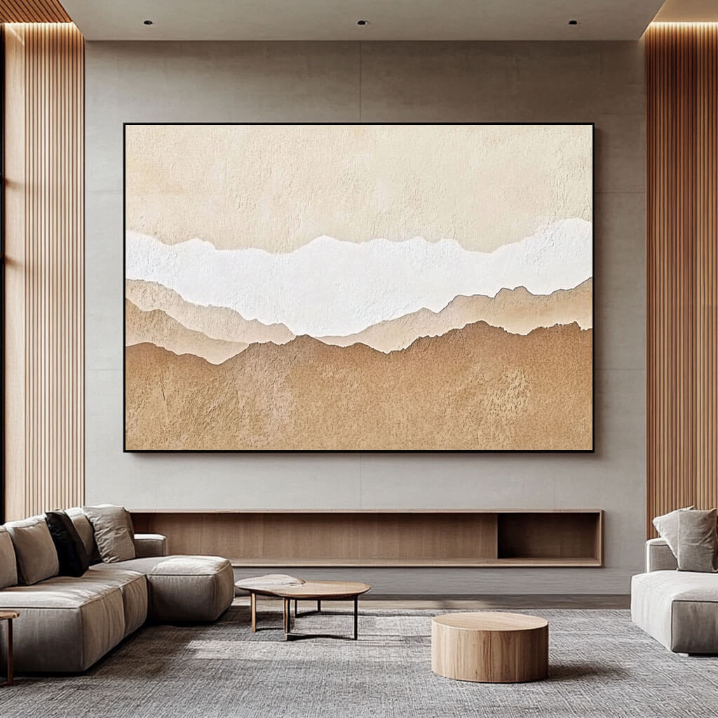 Elegant Beige Mountain Landscape Canvas Art | Contemporary Home Design - Wondrous Place I - Hues Art Lab