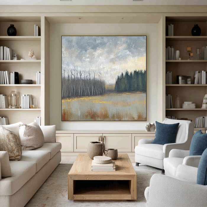 Woodland Solitude large woodland wall art for calming home decor