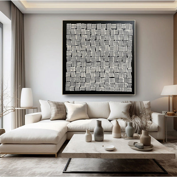 Woven Lines - Minimalist Abstract Art Painting - Hues Art Lab